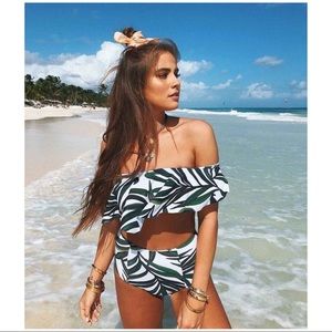 Palm Leaf Off The Shoulder Bikini